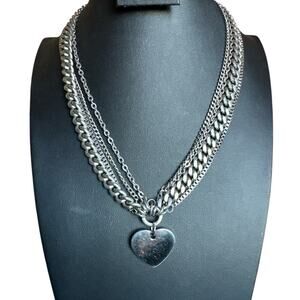 Stainless Steel Necklace Multi Strand HEART CHARM VINTAGE ITAOR 18 Inches